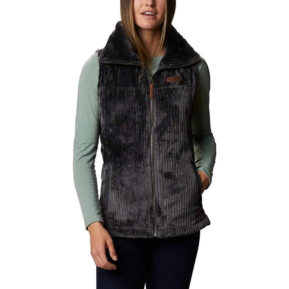 Columbia Women's Fire Side Sherpa Vest Charcoal Size L - Picture 1 of 9